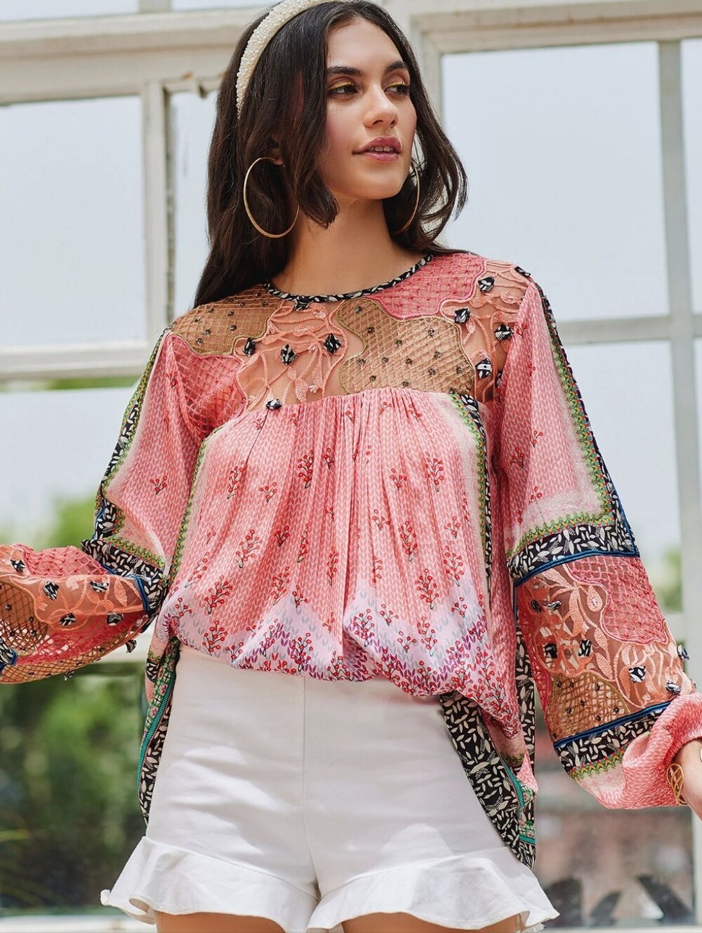 Anthropologie Bhanuni by Jyoti Rosario Embroidered Blouse Top XL Boho Chic